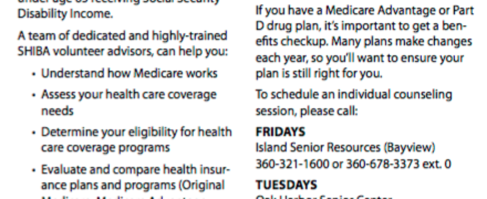 Assistance With Medicare Open Enrollment 2018