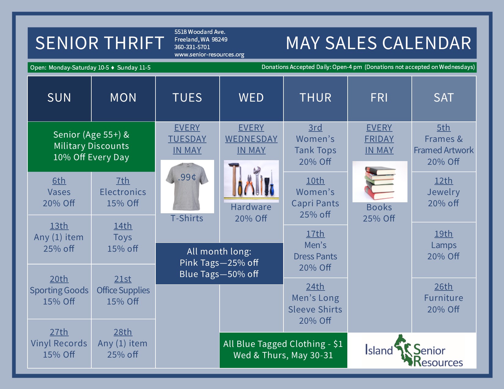 Thrift Calendar May 2018 Island Senior Resources