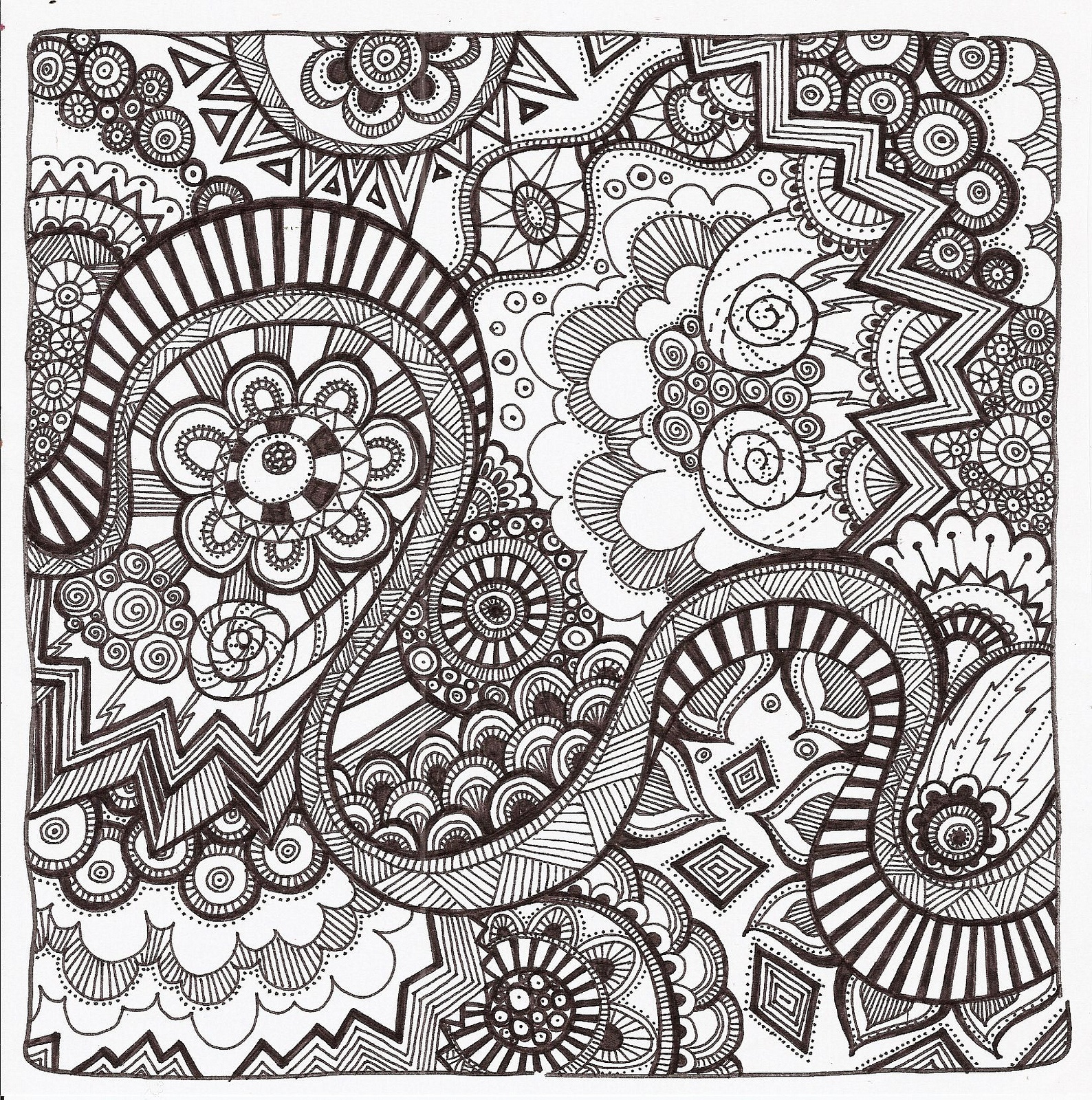 Free Printable Zentangle Coloring Pages For Adults - Free Printable Doodle Patterns